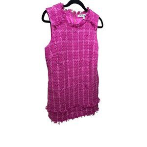NWT Walter Baker Magenta Tweed Bethani Dress Size 10 Frayed Sleeveless MSRP $278